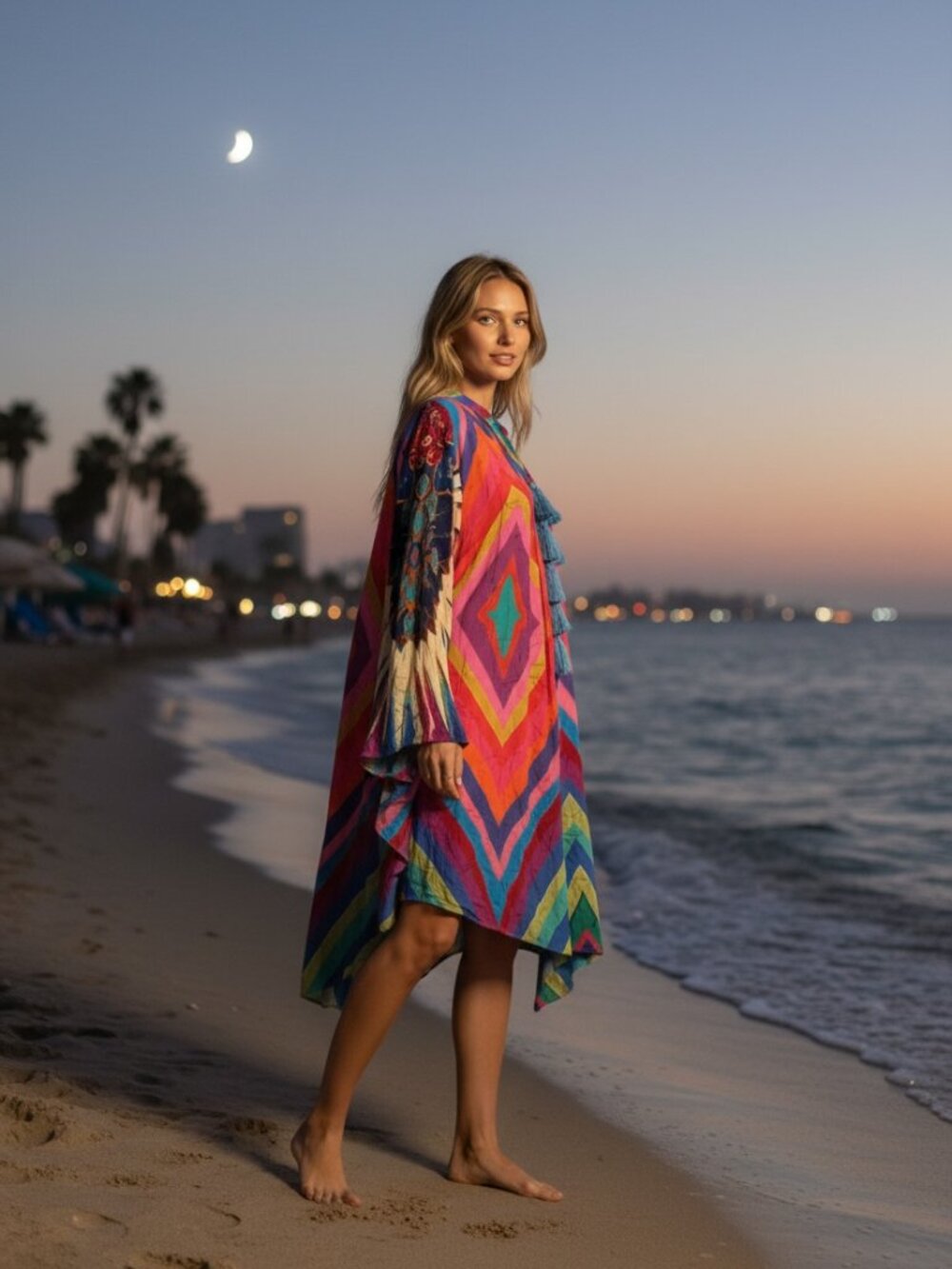 Moda Baronessa Sardinia Ibiza Silk Caftan Swim Cover Up Dress S - Picture 2 of 13